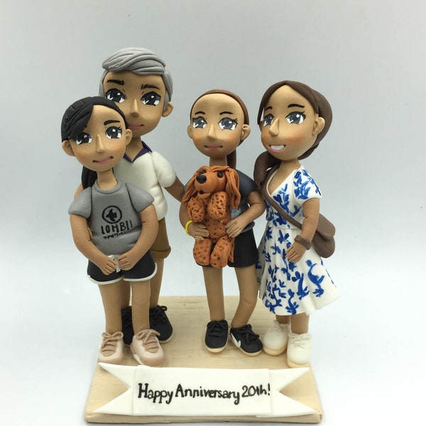 Custom Family statue decoration, Custom Father's day gift from wife, Birthday Gift for Dad from daughter, from kid, handmade clay statue