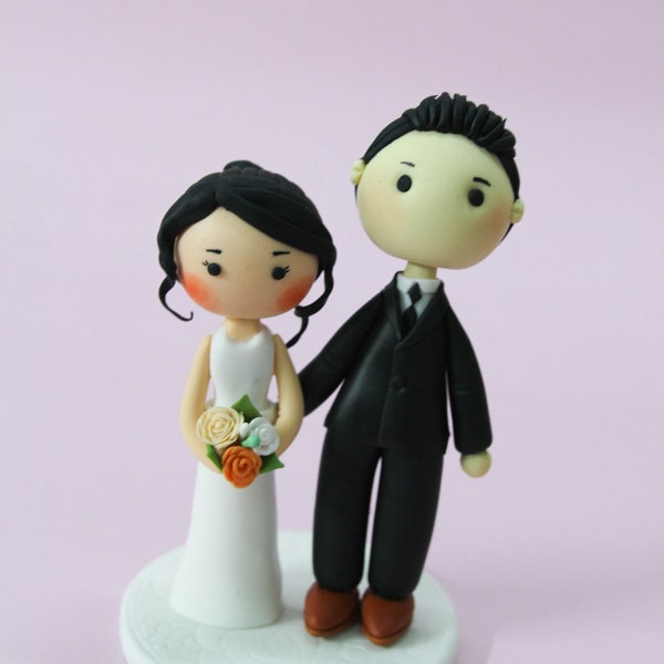 Classic wedding cake topper, Vintage wedding cake topper, Traditional wedding cake topper, Custom Bride & Groom cake topper