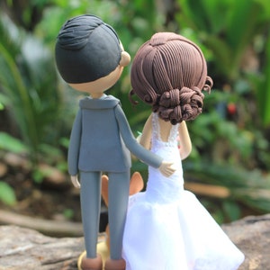 I do wedding cake topper/ Wedding cake topper with dog, bride and groom with pet cake topper image 6