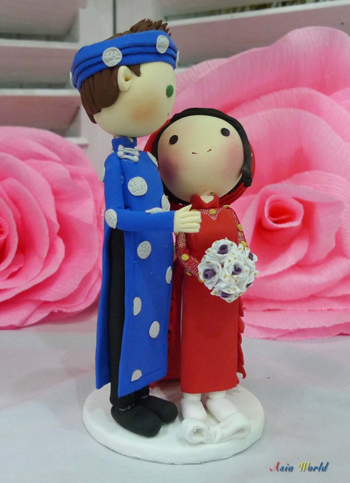 Wedding cake topper Vietnam Traditional wedding with beautiful Etsy