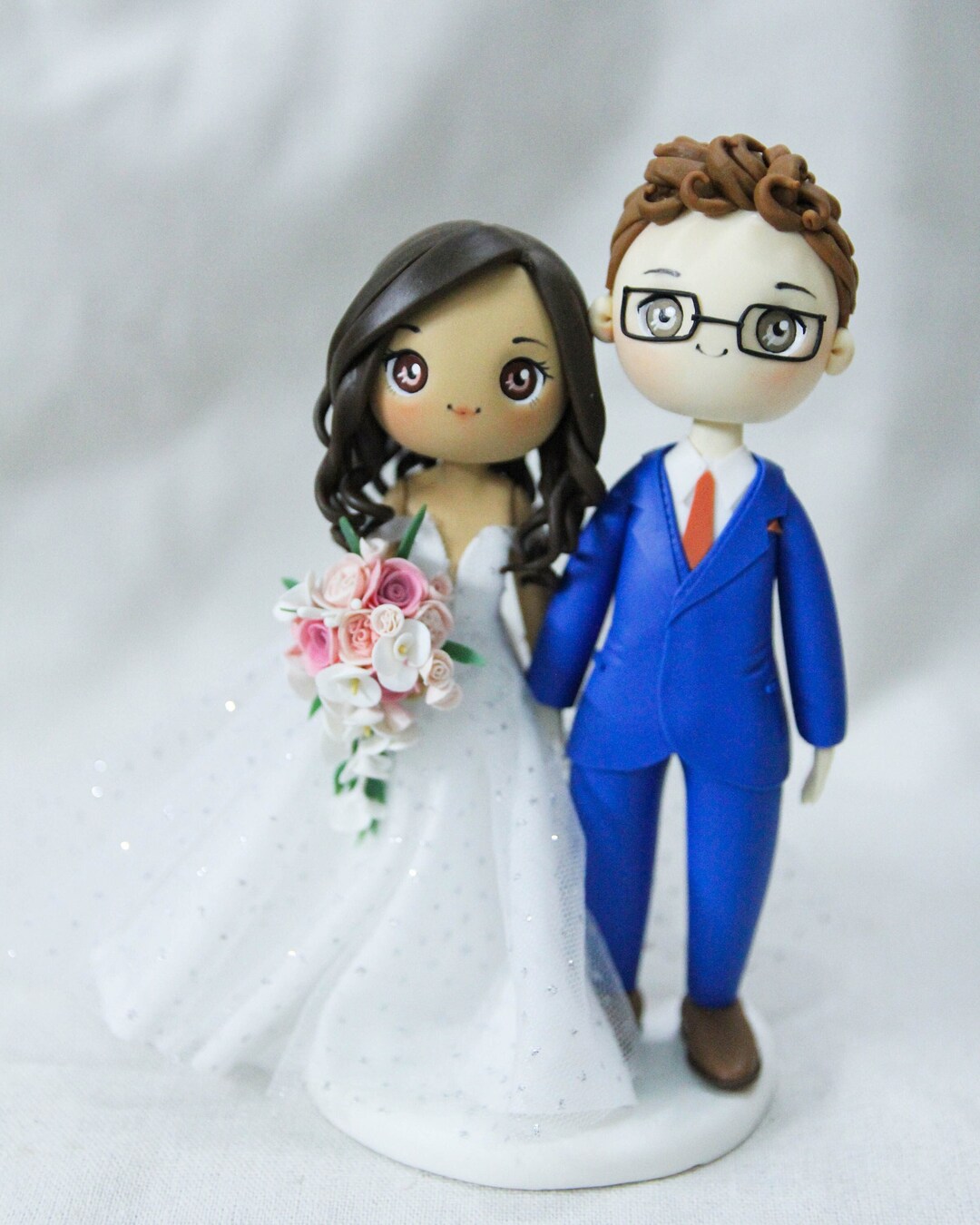 Personalised Wedding Cake Topper Bride & Groom Curly Hair - Etsy