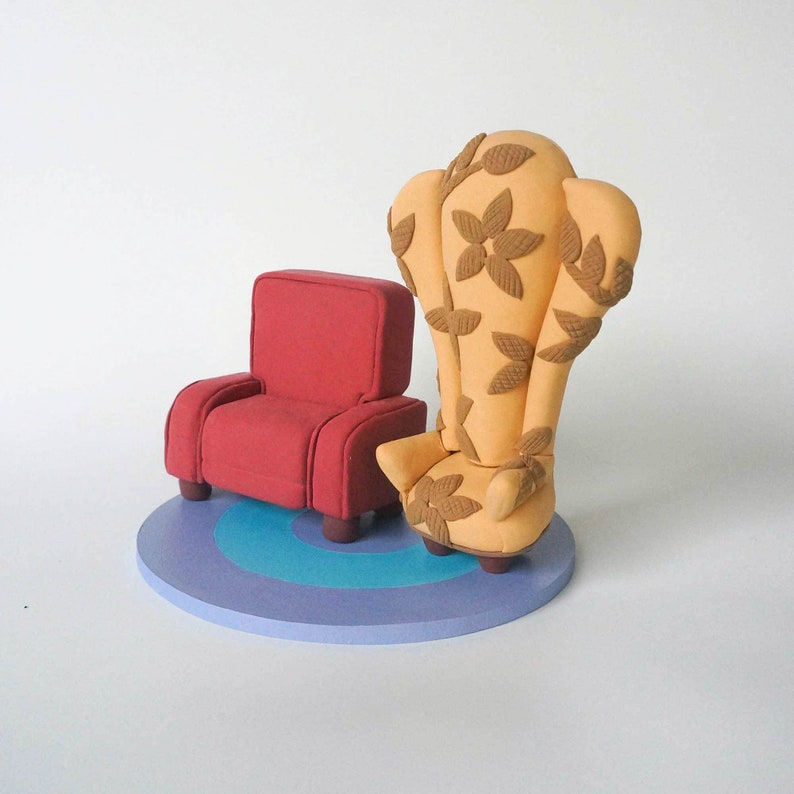 Carl and Ellie's chairs in UP wedding cake topper clay Etsy