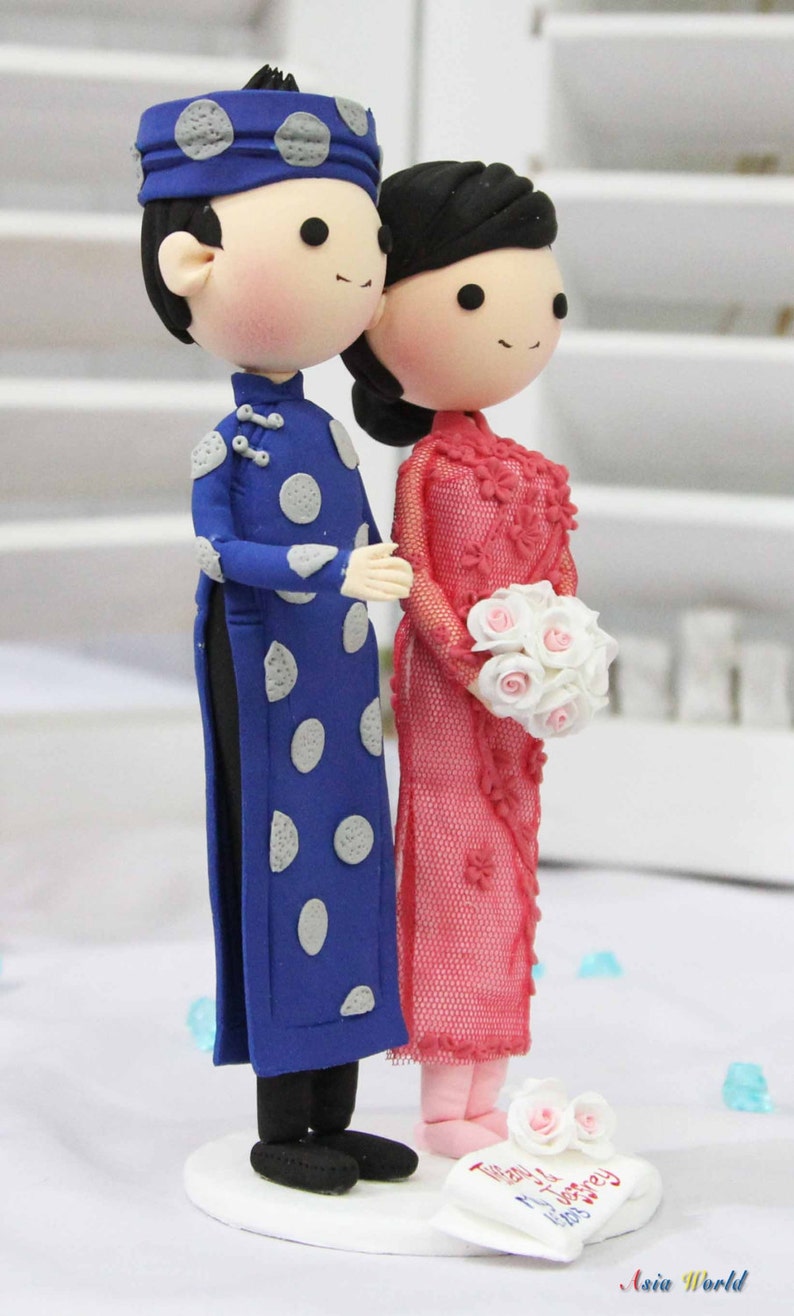 Vietnam Traditional Beautiful Ao Dai Wedding Cake Topper Clay Etsy