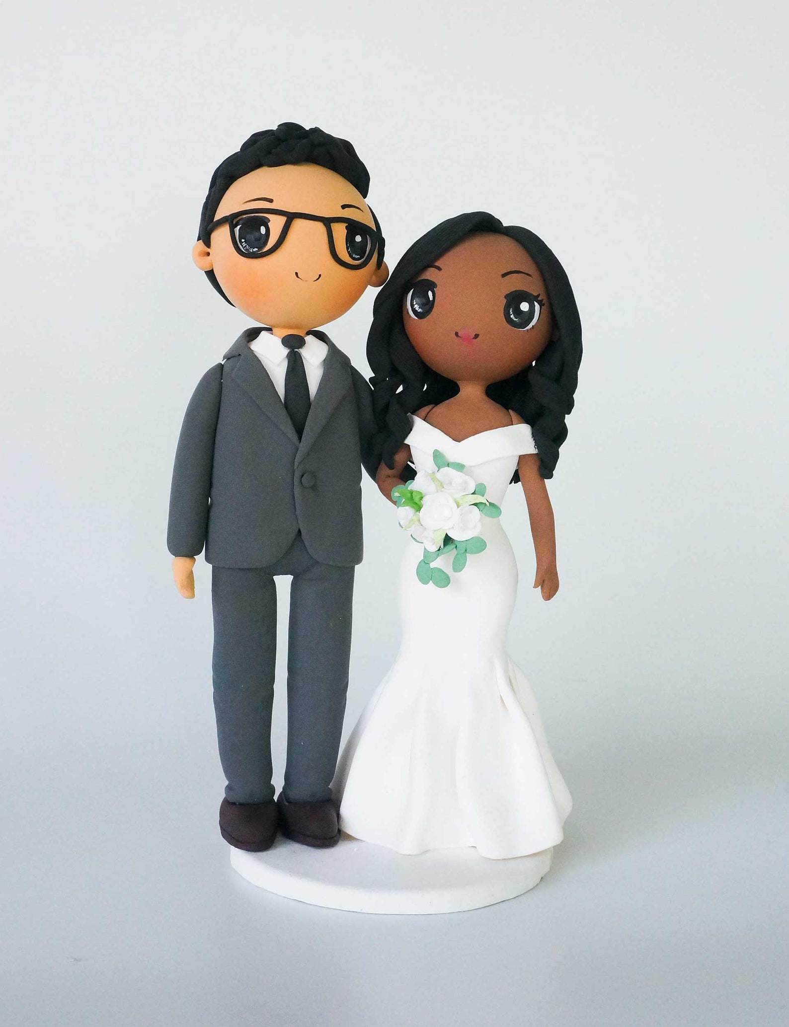 Custom Bride & Groom Wedding Cake Topper Mixed Race Wedding - Etsy