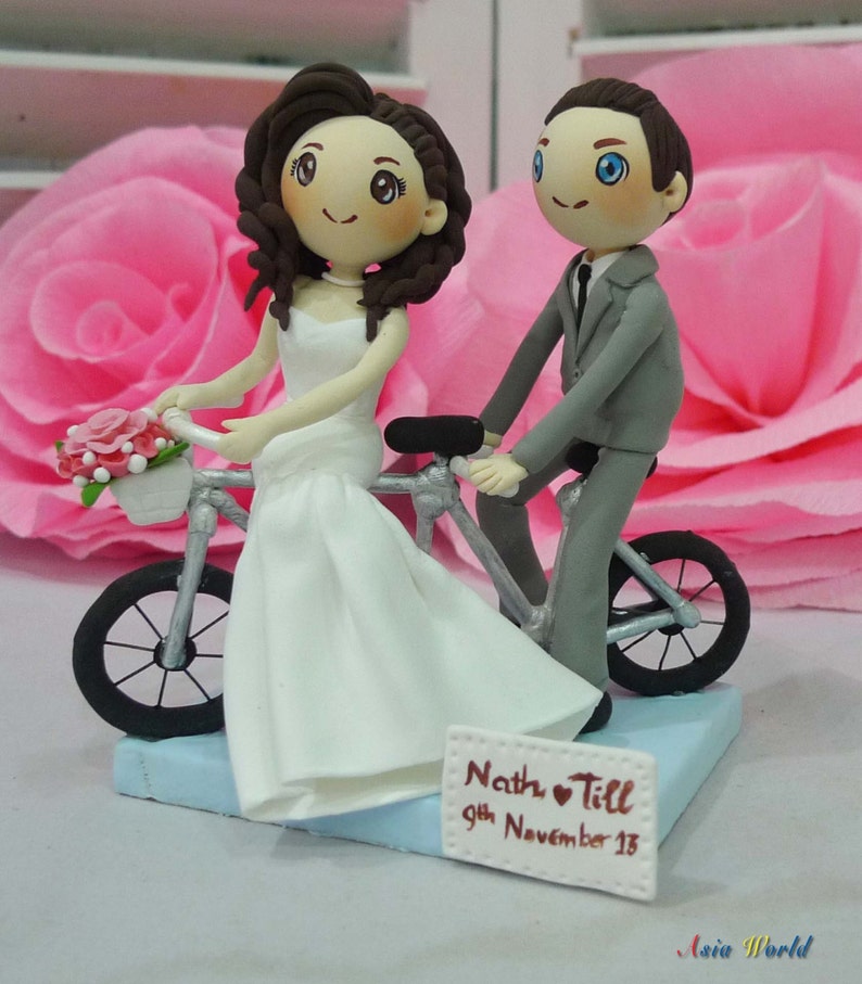 Tandem bike wedding cake topper with mermaid wedding dress Etsy
