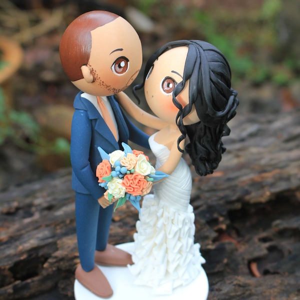 Wedding cake topper, You are in my eye wedding clay doll