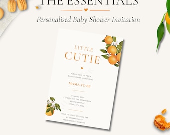 Invitación para baby shower con temática cítrica / Pequeño tesoro / Tema naranja / Invitación personalizada (Descarga digital)