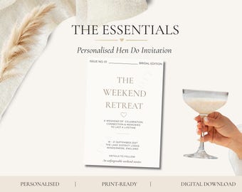 Invitación personalizada para escapada de fin de semana nupcial / Invitación elegante para despedida de soltera (descarga digital)