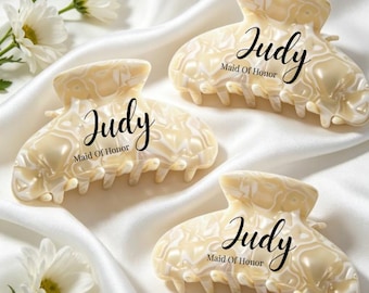 Bridesmaid Proposal Hair Claw Clip, Maid Of Honor Hair Clips, Wedding Accessory, Gift for Her
