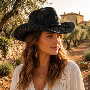 Crochet Cowboy Hat Pattern PDF, Western Cowgirl Sun Cap, Boho Lace Festival Accessory Tutorial