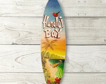 Hanalei Surfboard - beach, tropical, hawaiian wall decor
