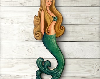 Mermaid Sign - Vintage, tropical-style mermaid. Made in Hawaii.