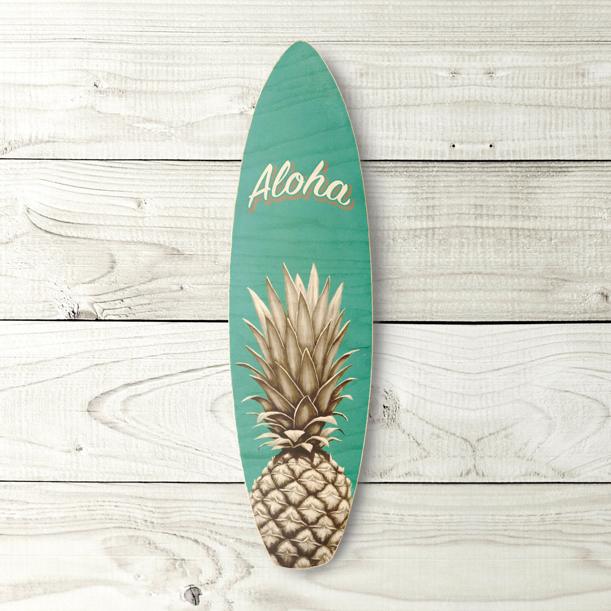 Aqua Aloha Pineapple Surfboard Hawaii Tropical Beach Decor Etsy