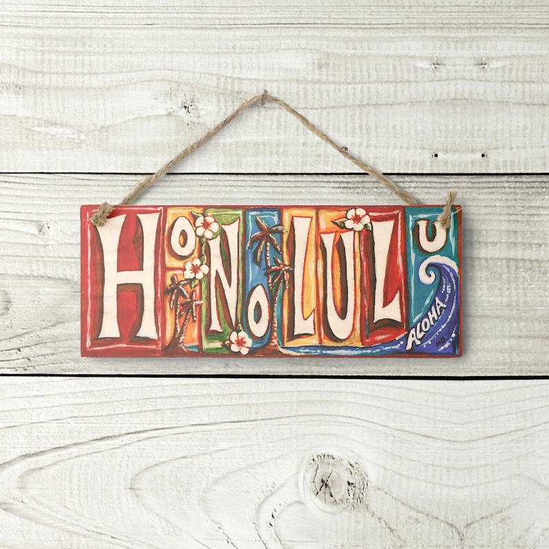 Honolulu Sign Hawaiian Sign Tropical Beach Decor Etsy