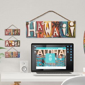 Vintage Hawaii Sign - Hawaiian Tropical Beach Vintage Wood Sign With ...