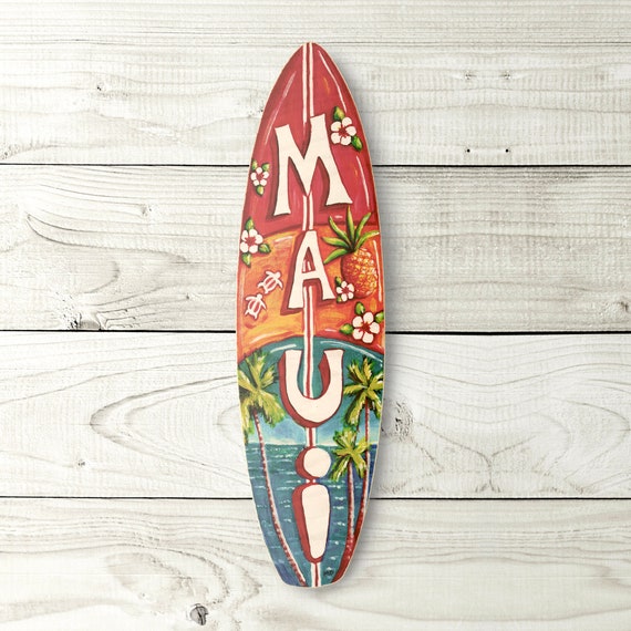 Maui Surfboard - Beach, Tropical, Hawaiian Wall Decor - Etsy