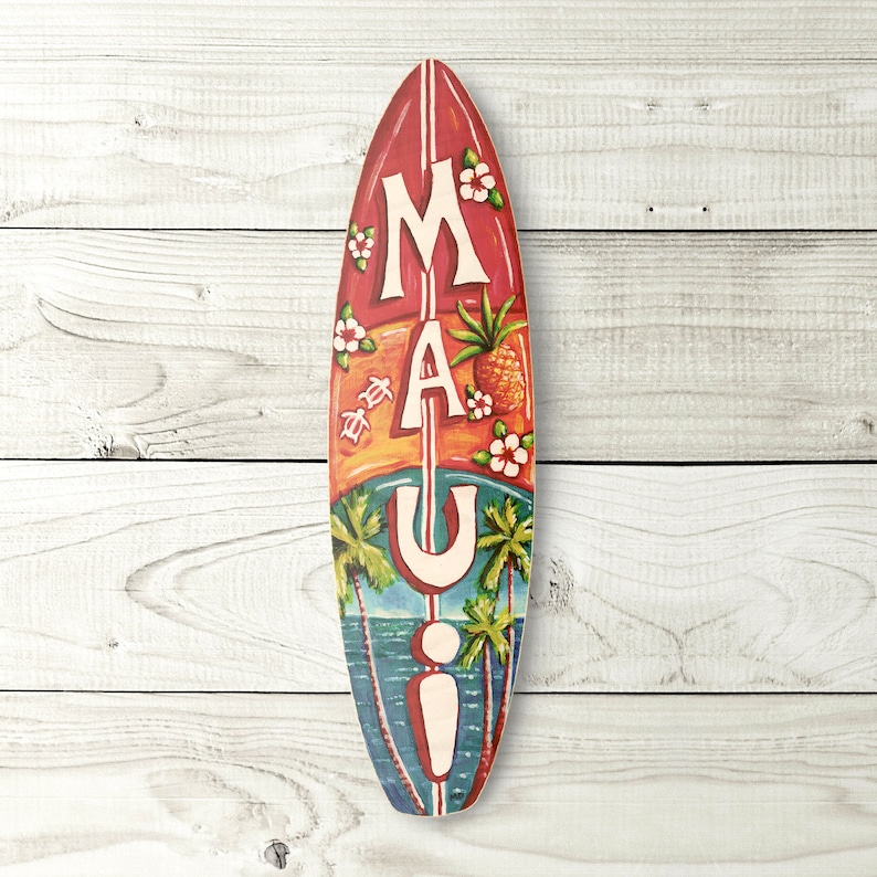 Maui Surfboard beach tropical hawaiian wall decor Etsy