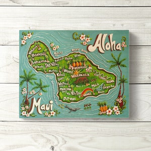Aloha Maui Zeichen - Hawaii Vintage Strand Kunst, 8x10