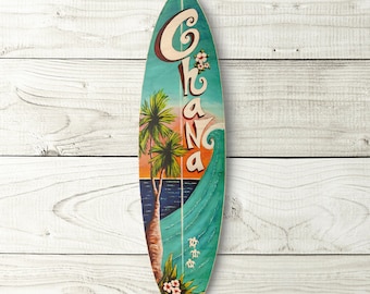 Ohana (Family) Surfboard - Hawaii, tropical, beach decor
