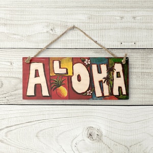 Aloha Sign - Hawaiian Sign Tropical Beach Decor Aloha Wall Decor