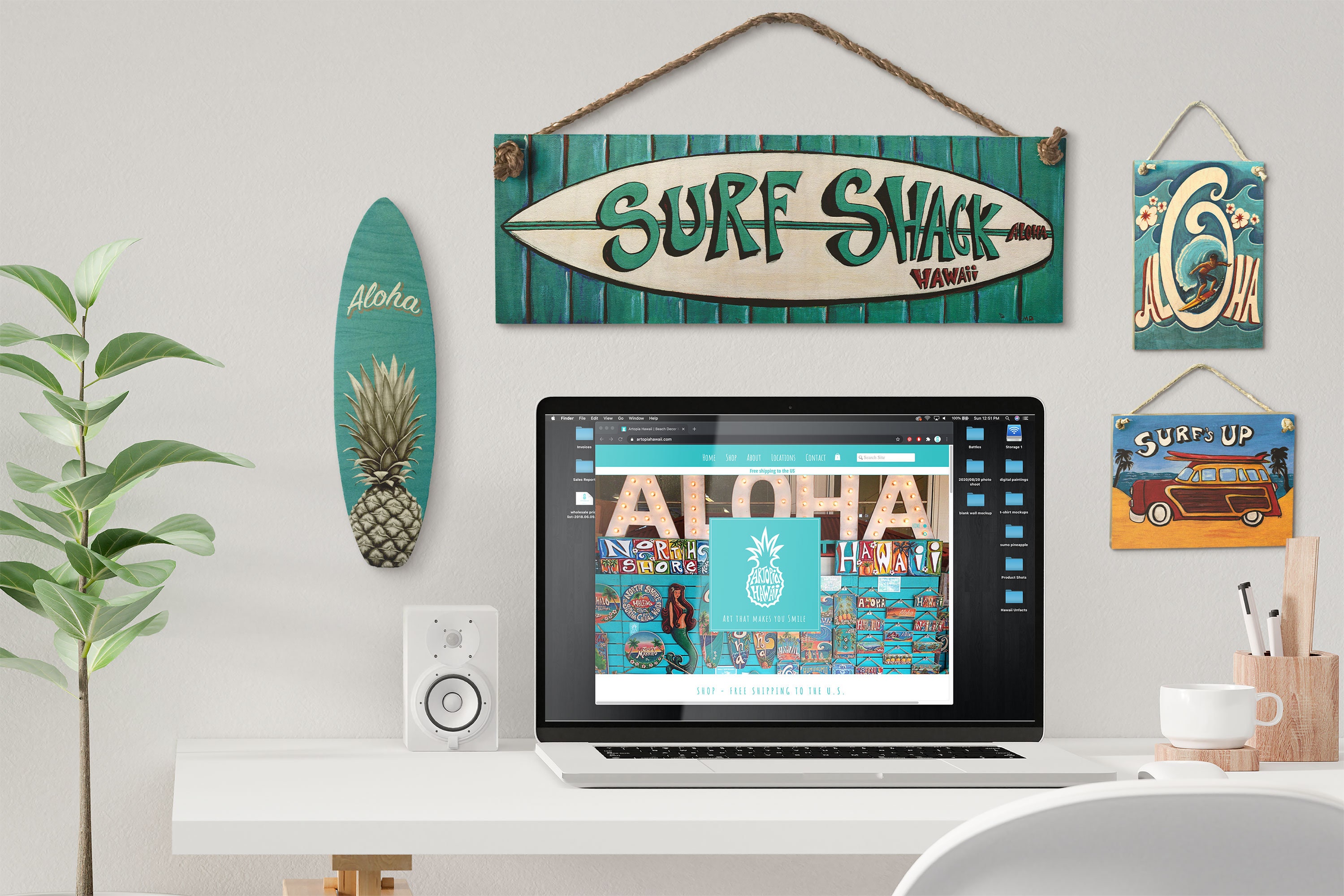 Vintage Surf Shack Sign - Hawaii Surf Art Tropical Beach