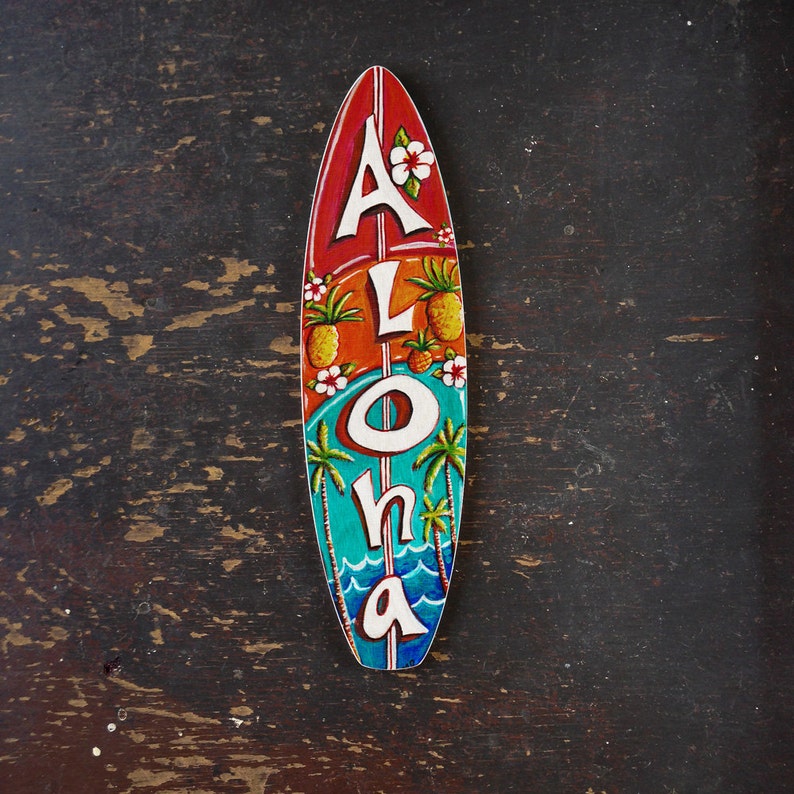 Aloha Surfboard beach tropical surf art hawaii wall Etsy