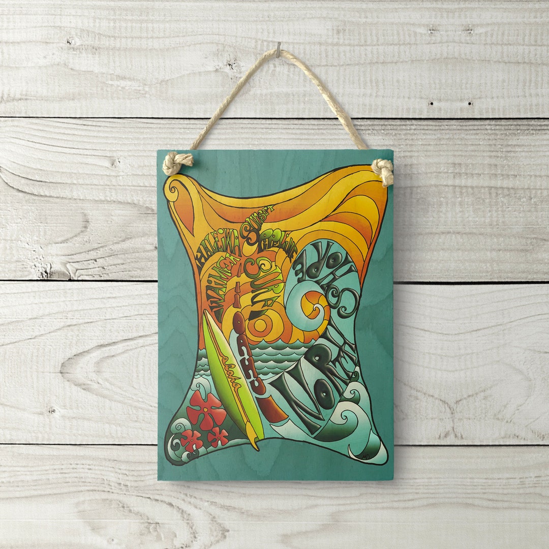 Surf Spots Sign - Hawaiian Sign Tropical Beach Decor Surf Art - Etsy
