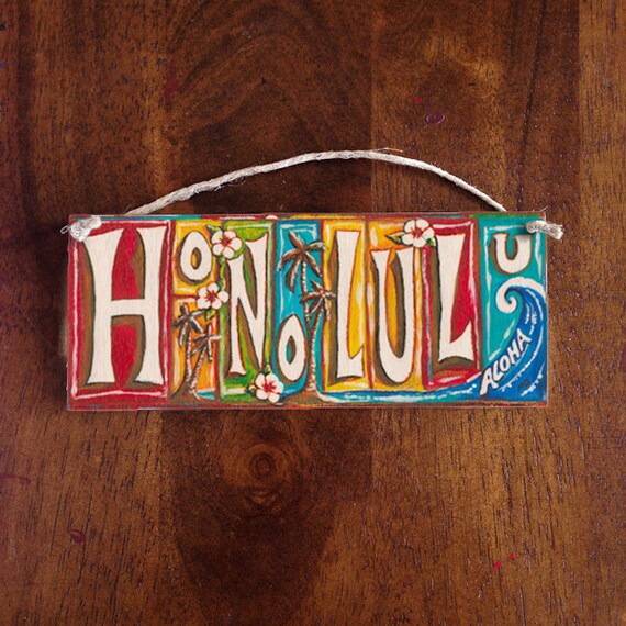 Honolulu Sign Hawaiian Sign Tropical Beach Decor Etsy