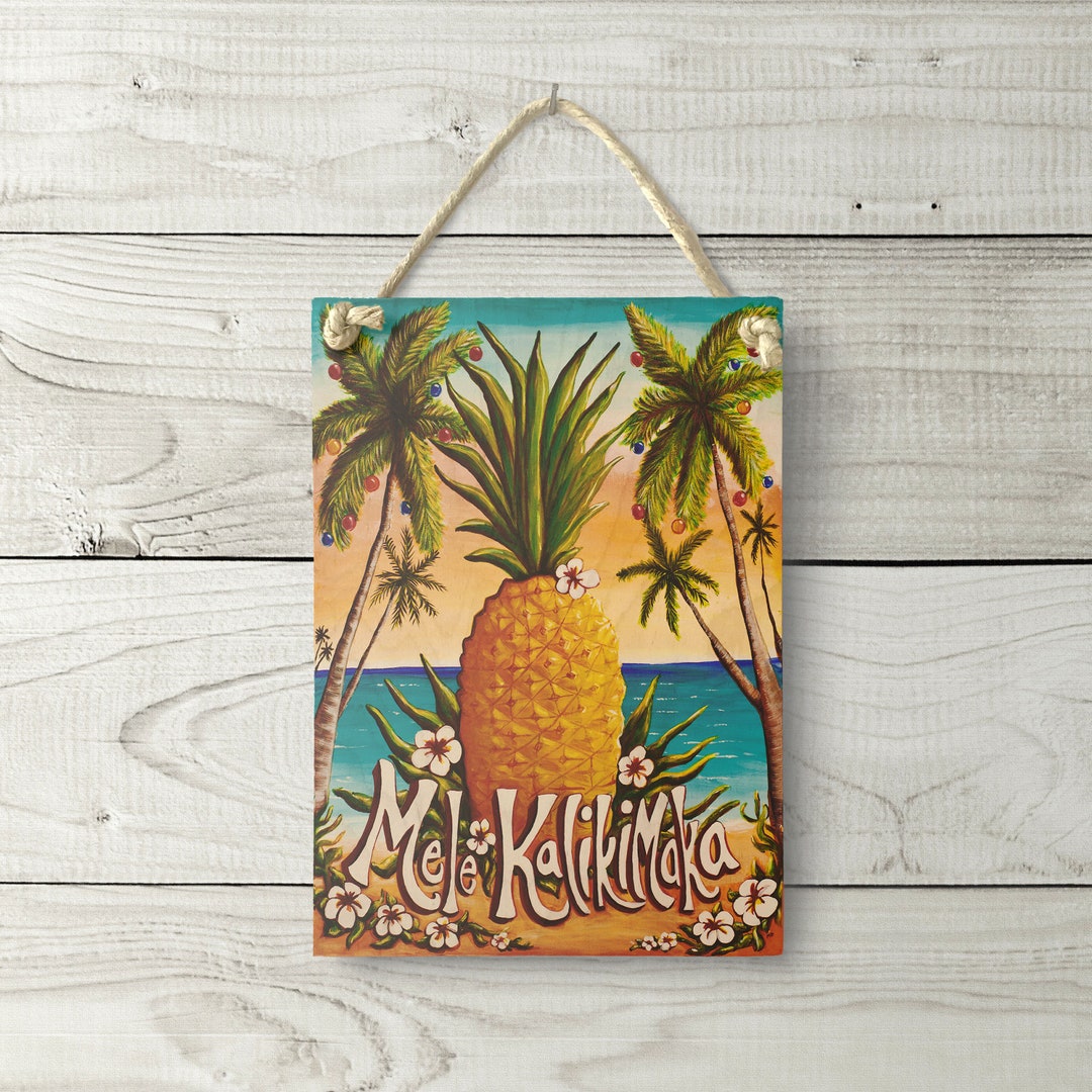 Mele Kalikimaka Sign - Hawaiian Sign Tropical Beach Decor Merry ...