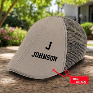 Gepersonaliseerde 3D-geprinte initialen, Ivy mesh pet voor heren, ademende platte zomerpet, lichtgewicht golfpet, klassieke Newboy Gatsby pet