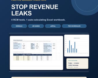 Medical Billing Spreadsheet Bundle, Denial Tracker, AR Aging, wRVU Calculator