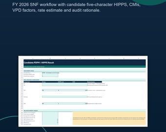 PDPM HIPPS Code Calculator for Excel | 2026 Skilled Nursing MDS Workbook and Per Diem