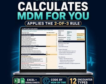 E/M Code Calculator for Excel, Google Sheets MDM Tool (2026 Rates)
