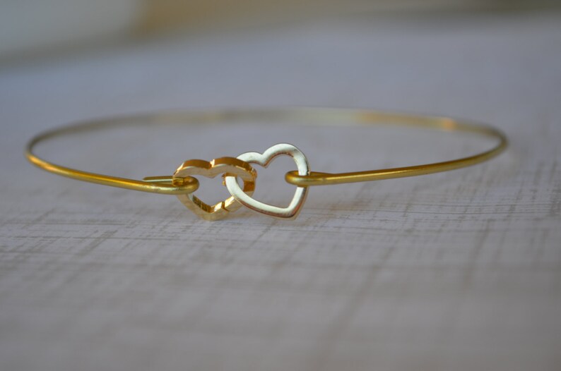 Everlasting Love Bangle Connecting Hearts Gold Bangle Heart Etsy