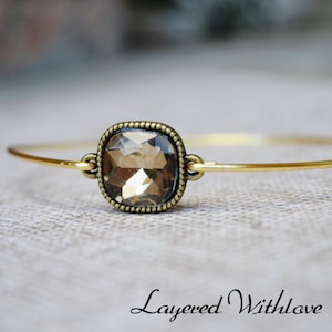 SALE TODAY Smoky Topaz Single Bangle Topaz Bangle Gold Bangle Etsy