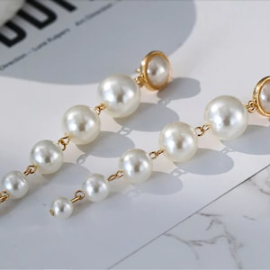 Elegant Pearl Long Tassel Earrings Charm Dangle Pendants Statement ...