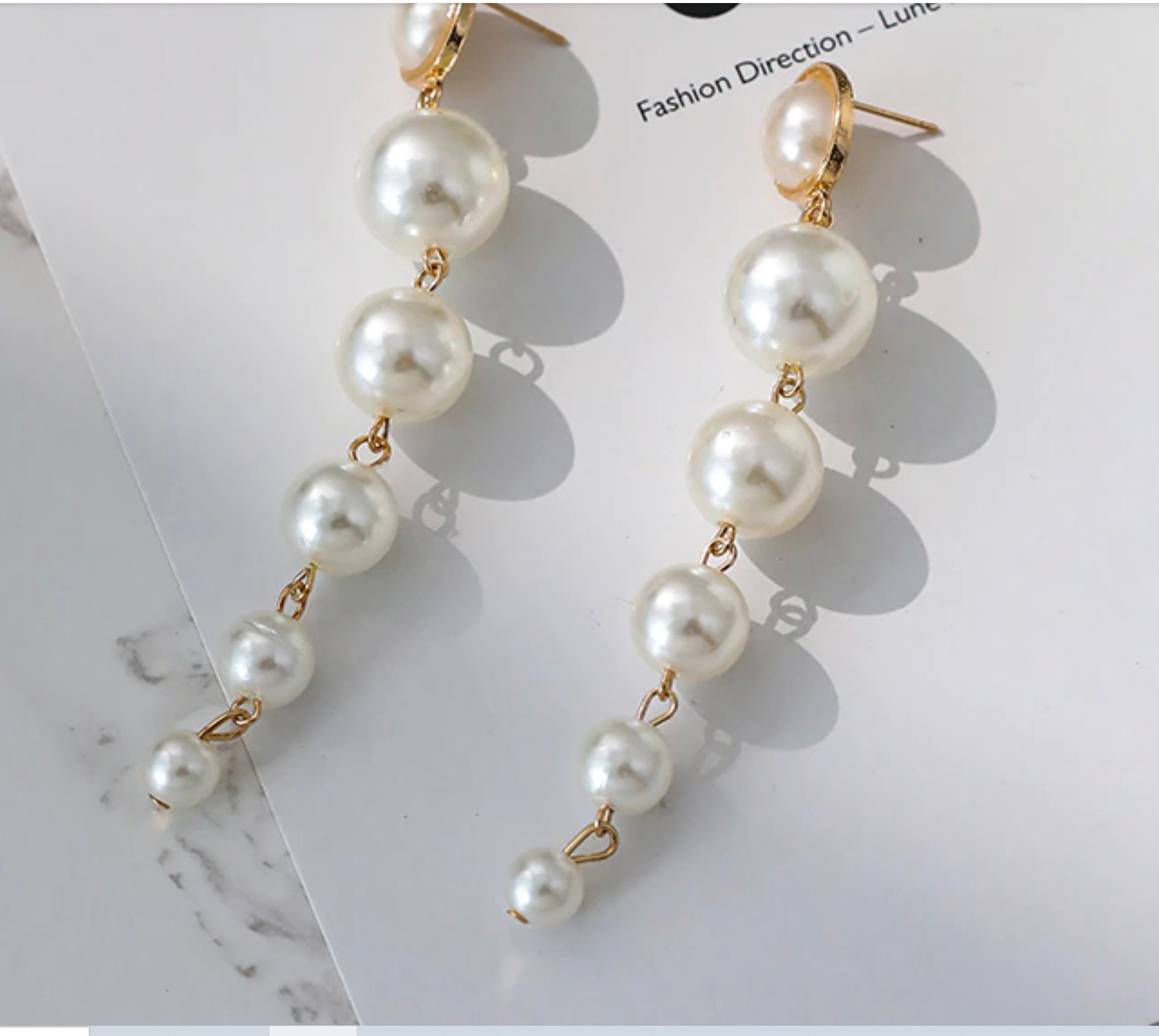 Elegant Pearl Long Tassel Earrings Charm Dangle Pendants Statement ...