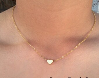 14 K Gold Personalized Heart Necklace- Initial Necklace- Stamped Necklace- Bridesmaids Necklace- Bridesmaids Gifts- Gold Necklace