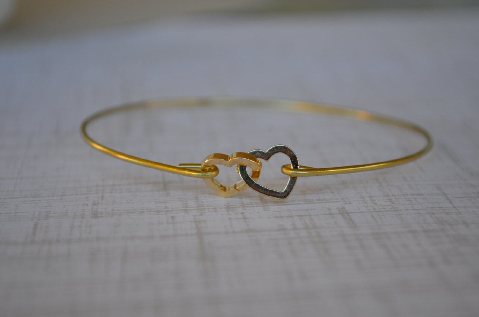 Everlasting Love Bangle Connecting Hearts Gold Bangle Heart Etsy