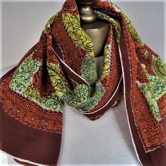Vintage 1940s -50s silk scarf, oblong abstract vin
