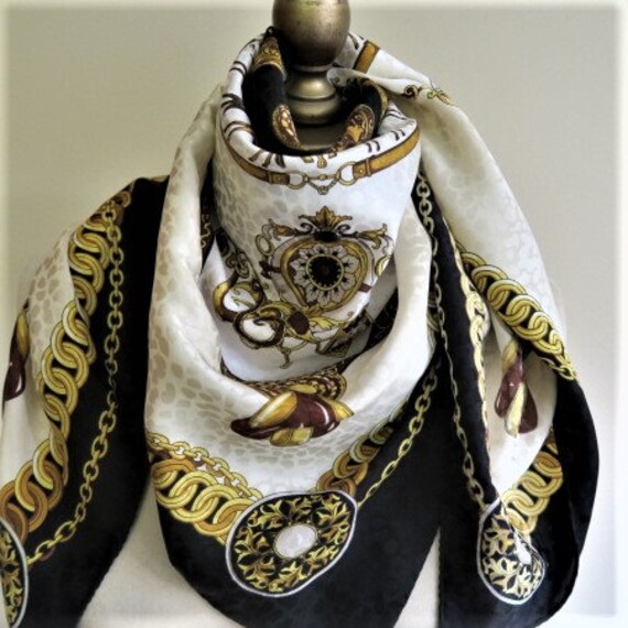 ITALIAN CLASSIC silk scarf, equestrian headscarf,