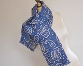 1940s mens scarf paisley,  blue and yellow .WW11  era, long paisley scarf, vintage men's fashion , blue man scarf, neckwear