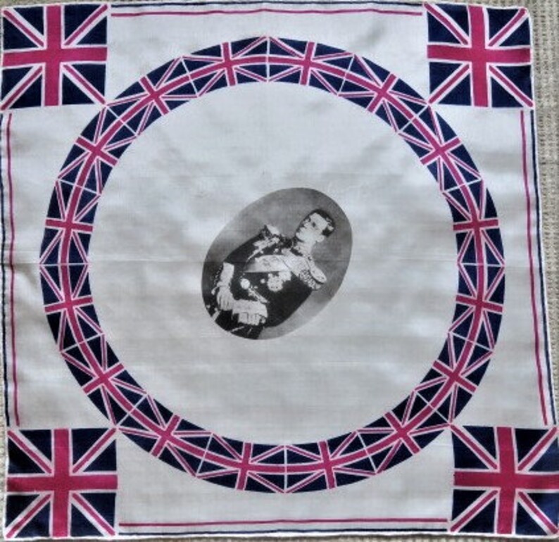 EDWARD V111 souvenir, silk neckerchief, 1930s pochette, royal memorabilia image 1