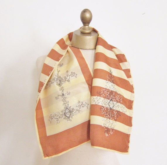 REVERSIBLE silk SCARF, 1940s Silk scarf, OBLONG s
