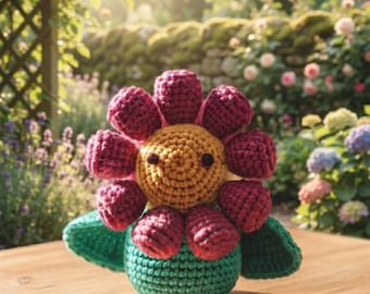 Floppy Flower Crochet Pattern | Cute Daisy Plush Amigurumi PDF | Beginner Friendly Crochet Toy | Kawaii Spring Flower Gift