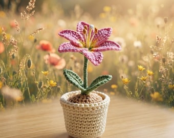 Crochet Flower Pattern PDF, Lily Amigurumi Plant, Potted Flower Crochet Pattern, Home Decor Gift, Realistic Floral