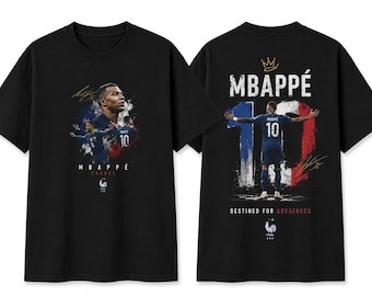 Koszulka z grafiką Kyliana Mbappe'a z Francji, piłkarz z numerem 10