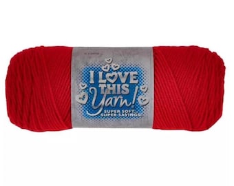 I Love This Yarn - Red - 7 ounces - Bright Red Christmas Acrylic Yarn