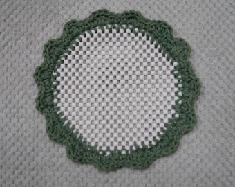 Lid Jar Bottle Opener Sage Green Crocheted Scalloped Kitchen Helper