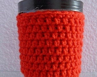 Ice Cream Cozy Pint Cover Crocheted Yogurt Coaster - Bright Orange